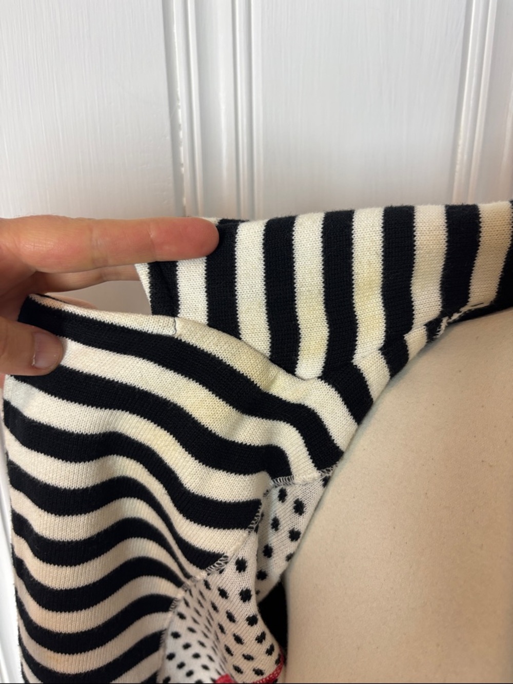 BETTY BARCLAY Polka Dot & Stripe Knit Cardigan 100% Cotton | Size EU 36 / US 6 - Picture 9 of 11